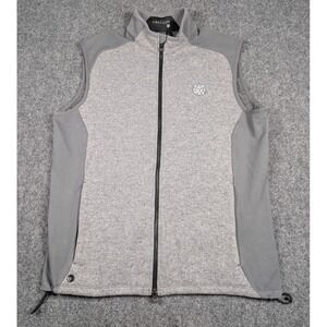 Greyson Sequoia Luxe Vest Mens Medium Gray Full Zip Sweater Golf w/Logo